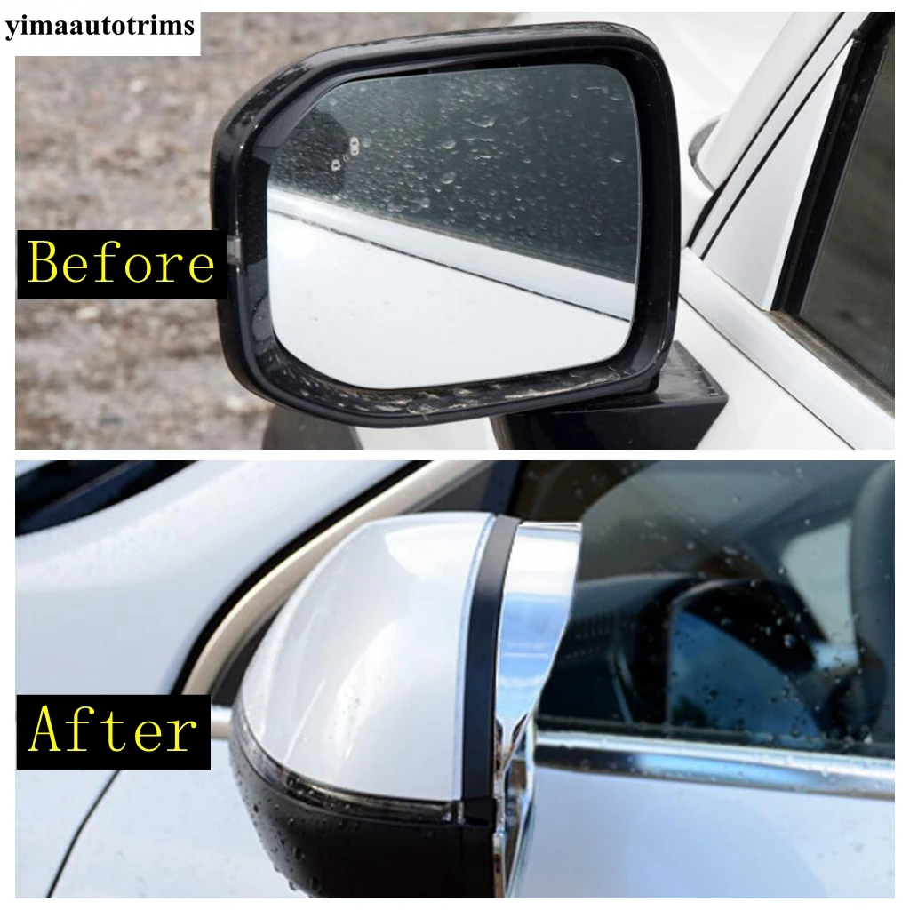 Car Rearview Mirror Cap Shell / Rain Eyebrow / Rear Window Wiper Cover Trim For Haval Dargo 2021 2022 2023 Chrome Accessories