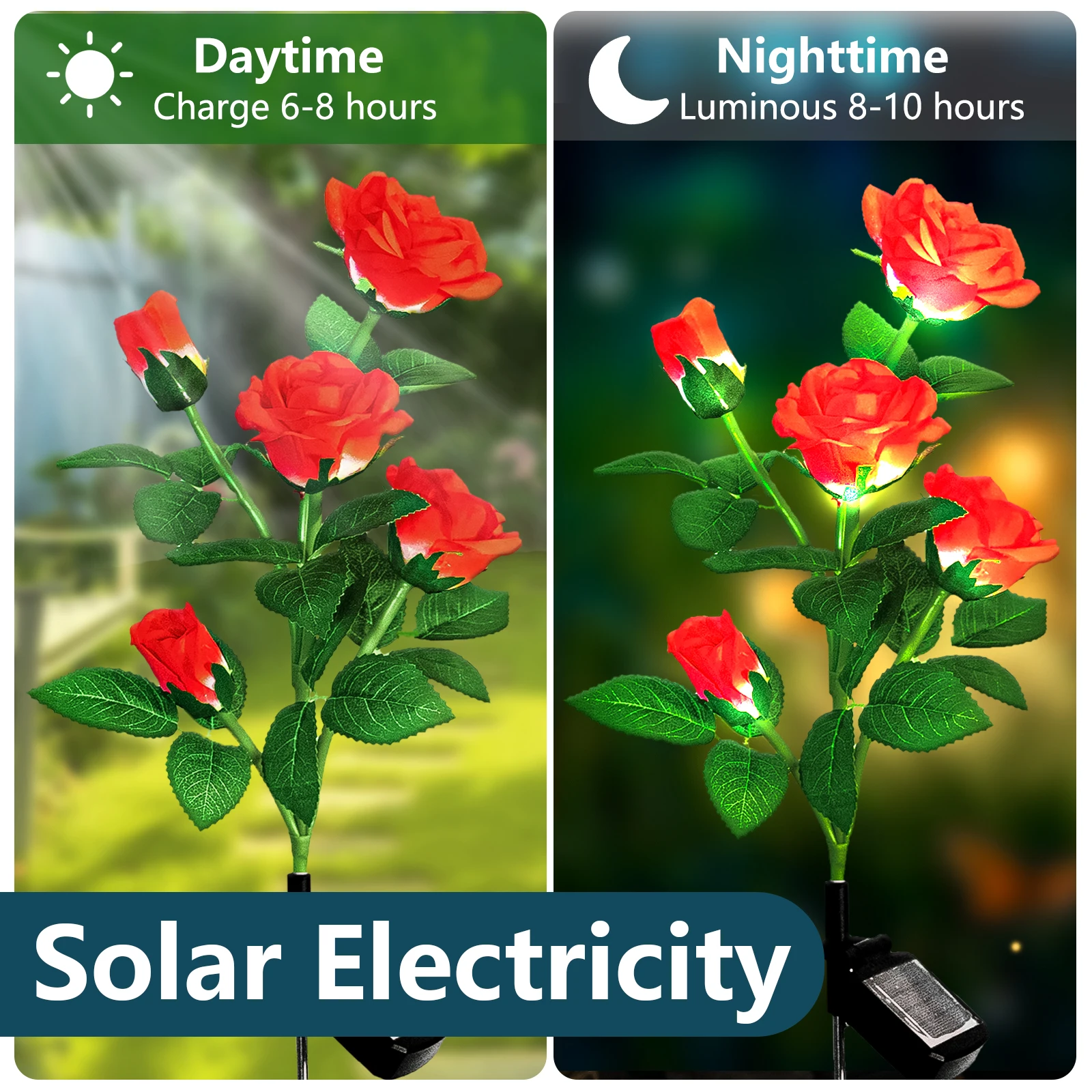 

SHAGU Solar Lights 1 Pack Solar Garden Lights for Outside 5 Heads Rose Solar Garden Light Outdoor Waterproof for Garden Decor