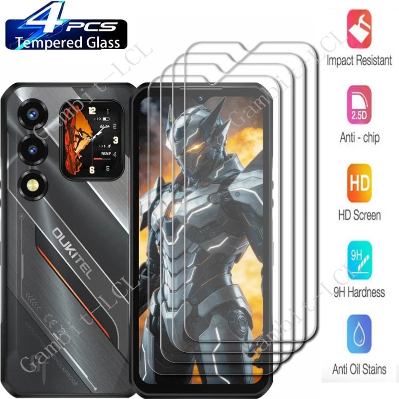 4 個 Oukitel WP66 5G スクリーン保護強化ガラス OukitelWP66 OukitelWP62 WP62 6.6 インチプロテクターカバーフィルム