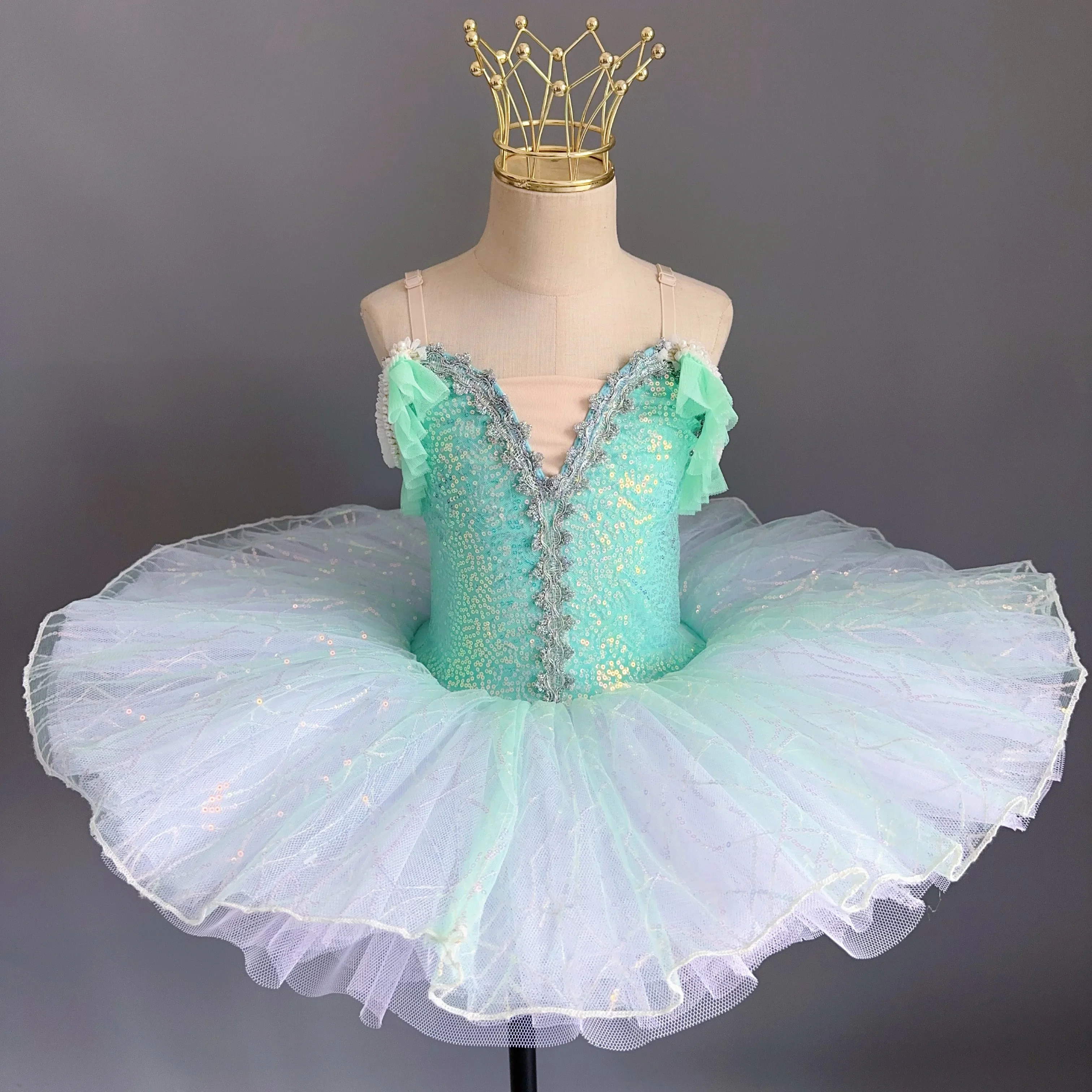 Robe de Ballet à Paillettes pour Fille, Vêtement de Salle de Bal, Fleur Moderne, brev, Princesse, Enfant