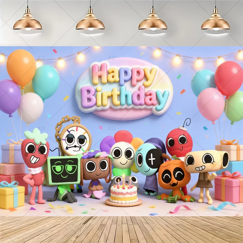 Cartoon Dandy Welt-Thema Geburtstagsparty Dekorations-Set mit Tassen, Tellern, Luftballons, Banner, Fotografie-Requisiten, Hintergrund und Kindergeschenken – Detail 7