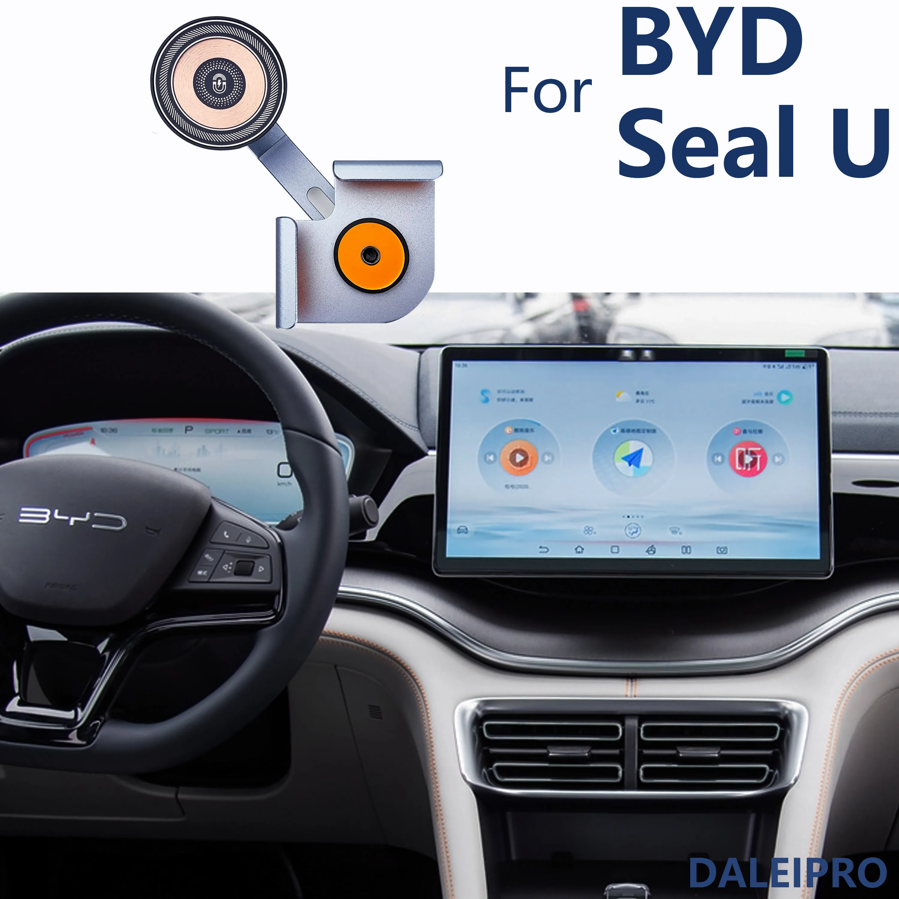 Per BYD Seal U Supporto per telefono per auto Schermo di visualizzazione Aspirazione magnetica fissa Supporto di ricarica wireless Supporti per