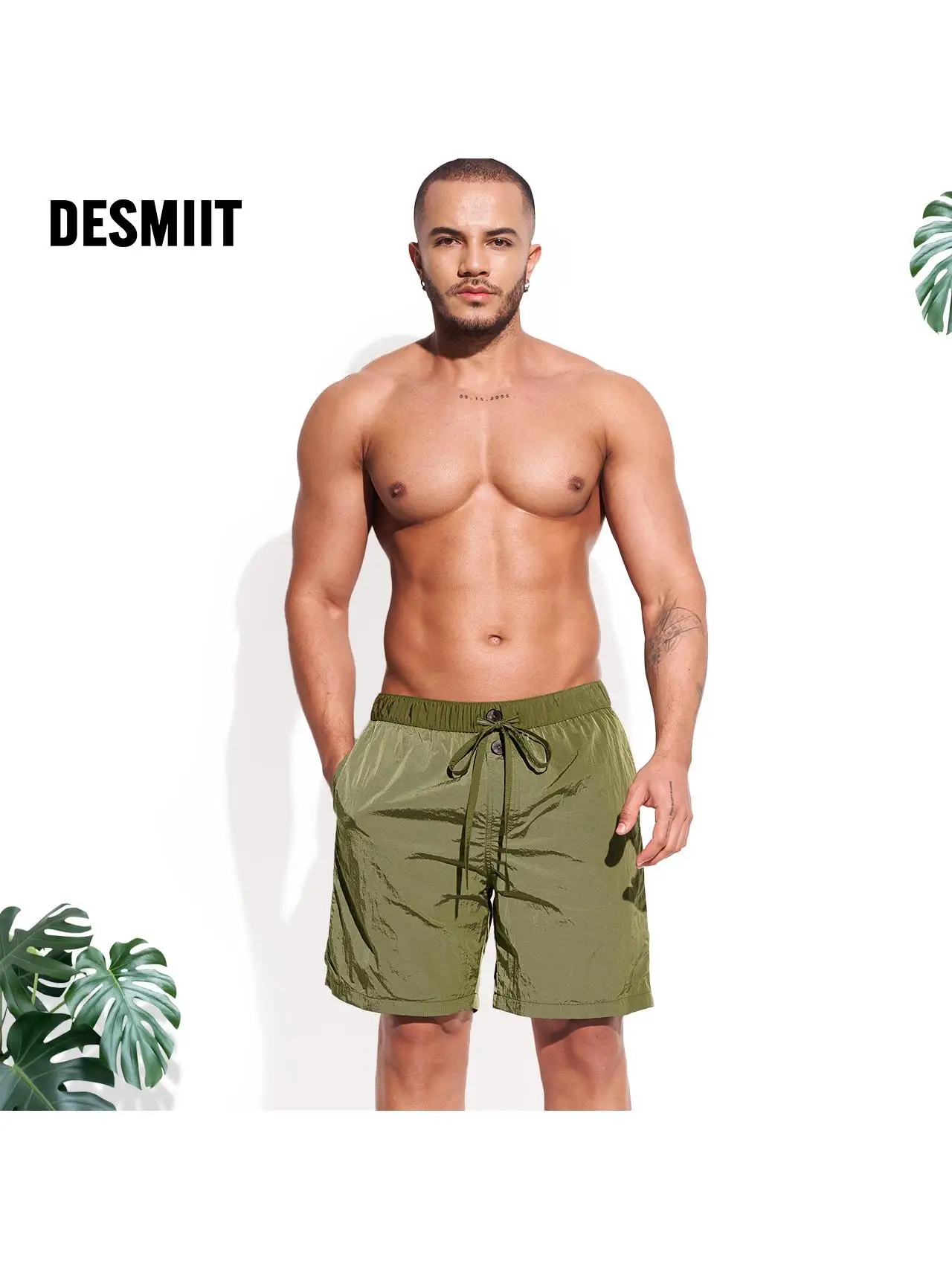 

Desmiit Men's Loose Beach Pants Qui Dry Casual Swimwear Straight Leg Eighteen Pants Spring 2024 China Origin Color