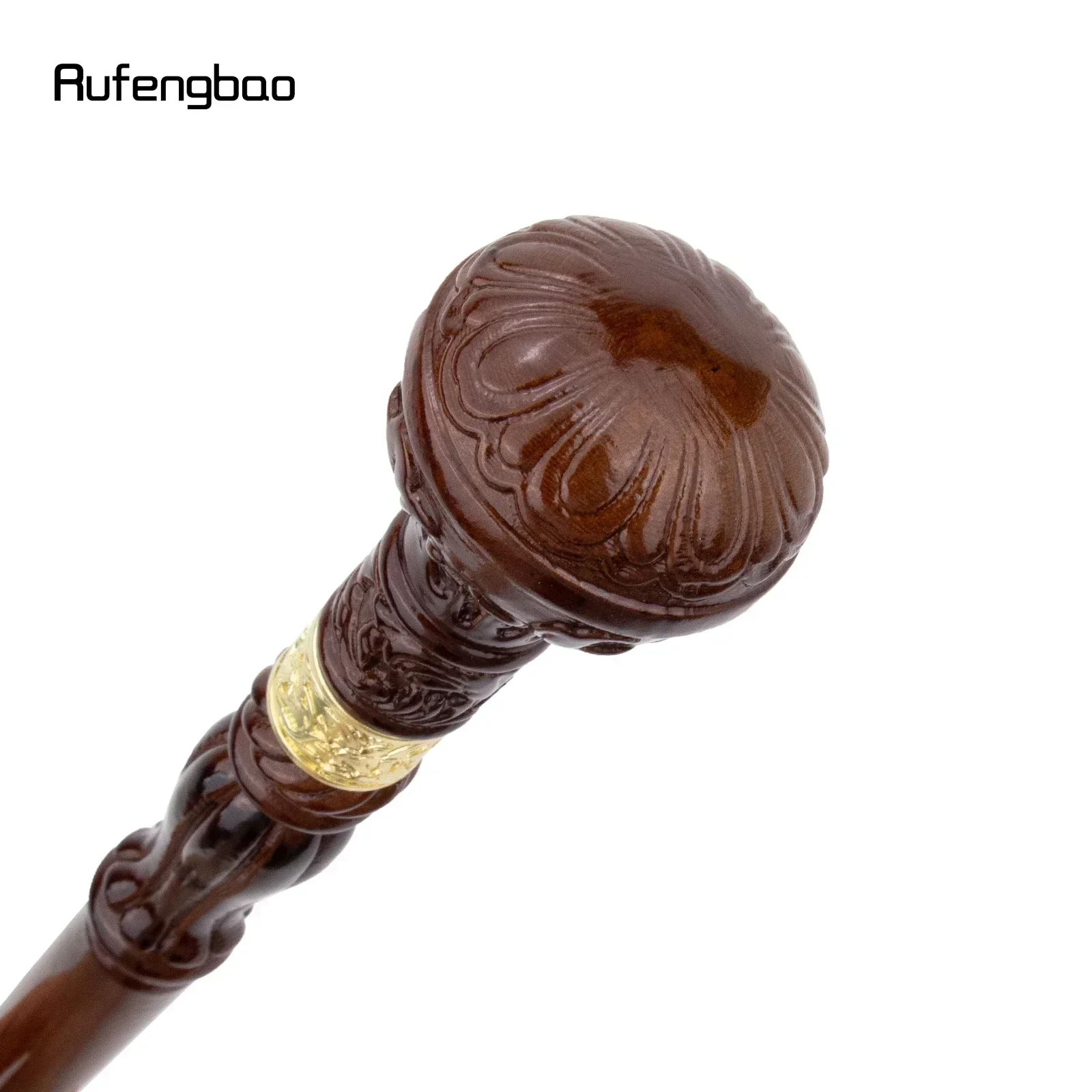 Brown Creative Round Wooden Fashion Walking Stick Decorative Cospaly Wood Walking Cane Halloween Mace Wand Crosier 95cm view 4