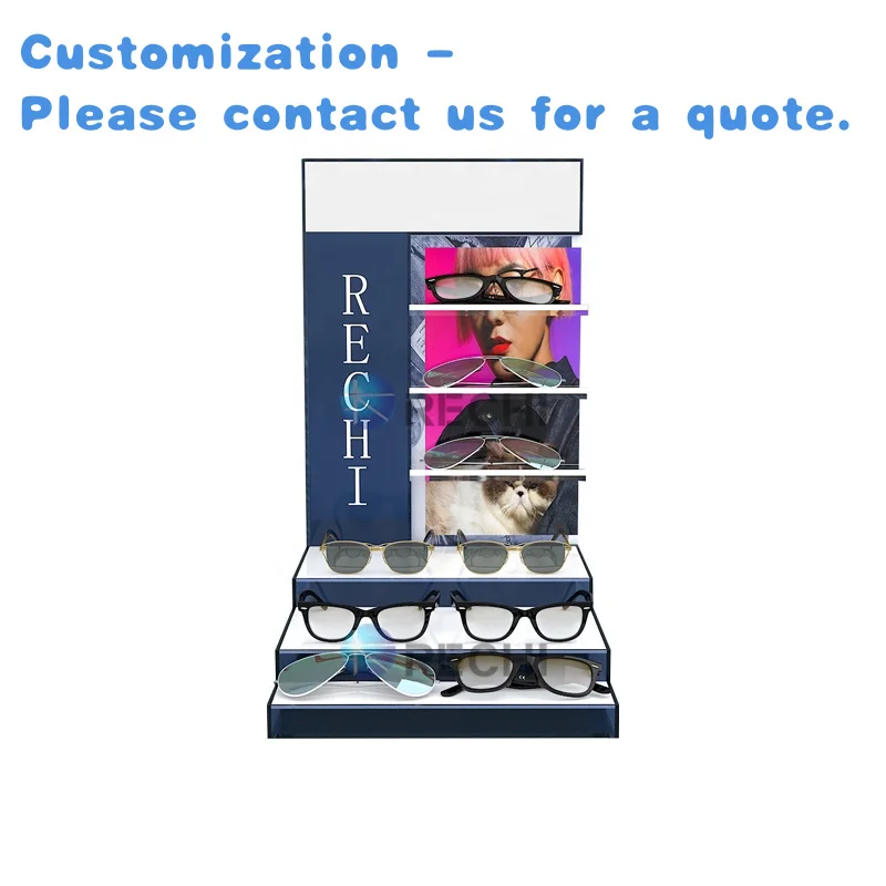 custom.RECHI Design Counter Acrylic Luxury Glasses Retail POS Display Stand Rack Optical Eye-wear Store Sunglasses Display P