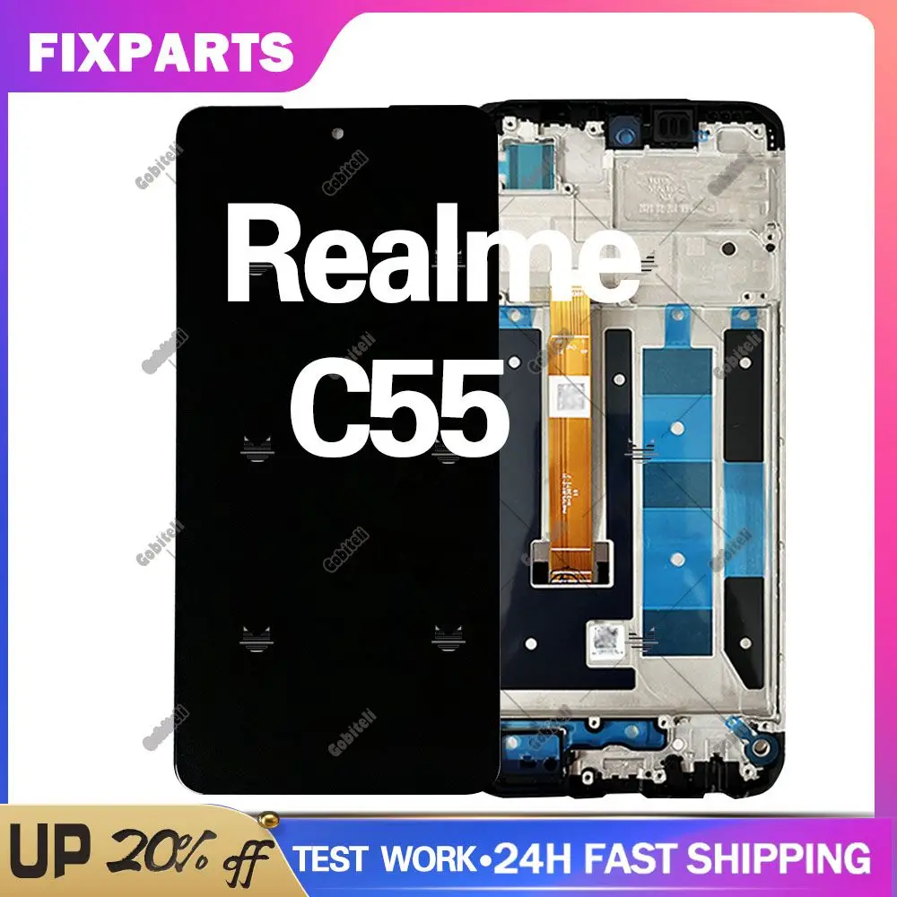 OPPO Realme LCD 디스플레이 스크린 터치 패널 디지타이저, OPPO A1 PHS110 LCD 프레임 스크린, C55 RMX3710, 테스트 완료 6.7 인치