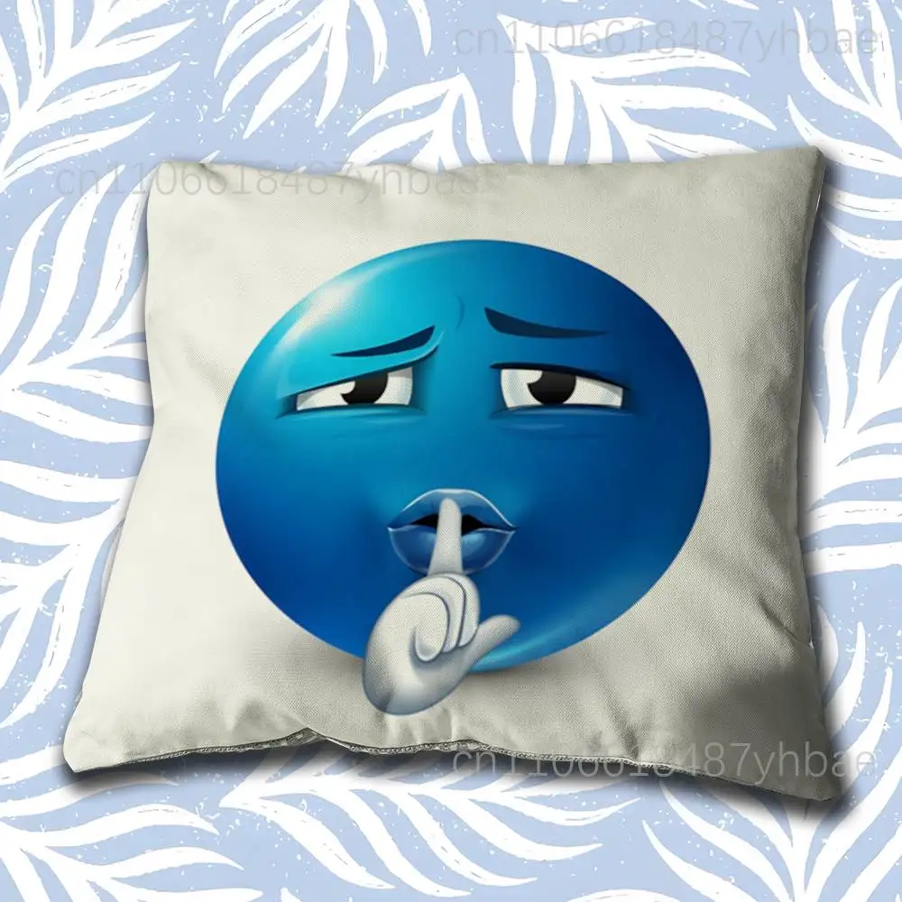 B-Blue Emoji Funny Pillow Case Short Plush Sofa Decorative Gift Home Double-sided Printing Cushio