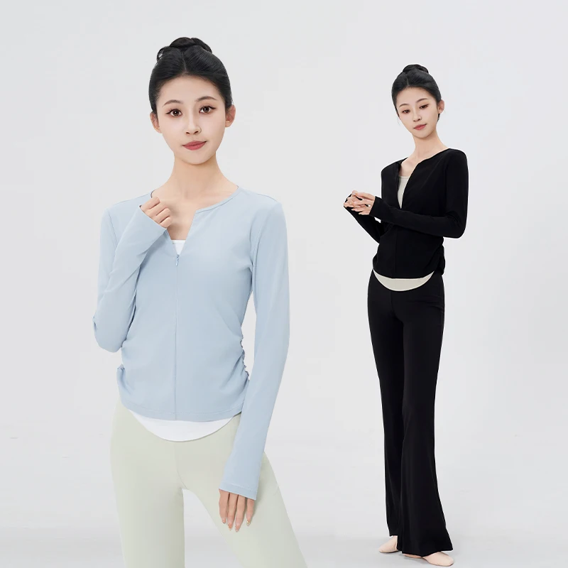 เสื้อเต้นรำสมัยใหม่สำหรับผู้หญิง เสื้อซิปสองชิ้นแบบสวมใส่สบาย สไตล์ใหม่สำหรับฤดูใบไม้ร่วง ชุดเต้นแจ๊สสำหรับวัยรุ่นและผู้ใหญ่