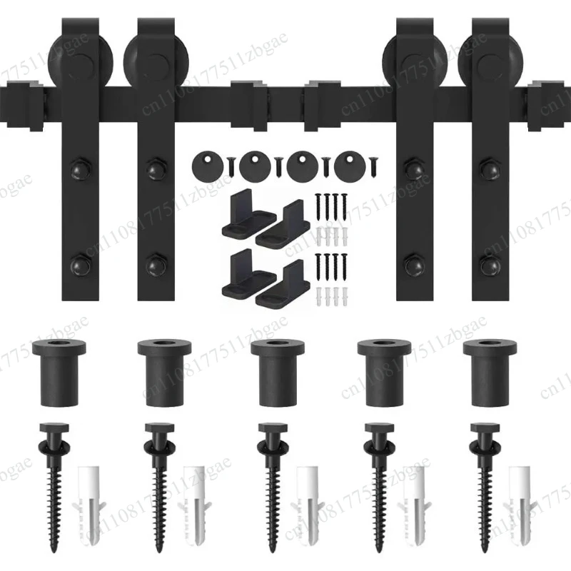 Hardware Kit Top Hanging Roller Rail Barn Door Fittings Set for Double Door  4-16FT J-Shaped Barn Door Slide
