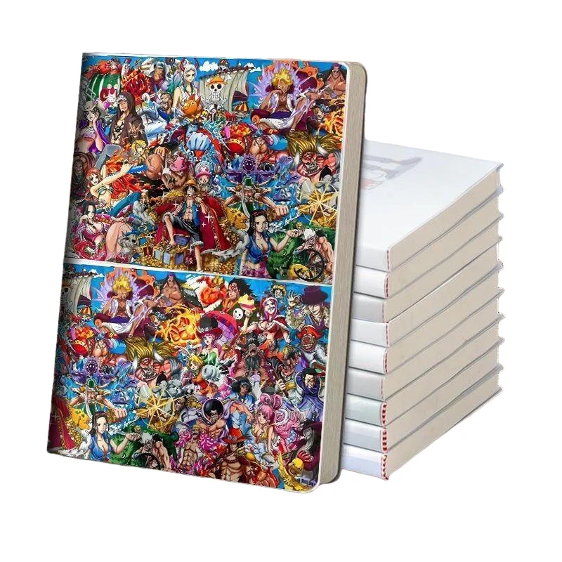 BANDAI One Piece Monkey D. Luffy Notebook Paper Student New School Learning Diary Creative Gift Anime Office Group Photo Journal