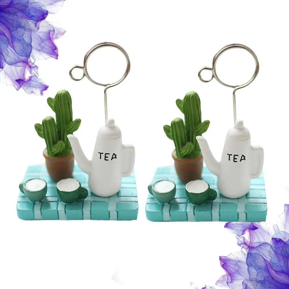 

2Pcs Cute Teapot Resin Photo Clips Note Holders Craft Bonsai Clips for Home Office Decoration Gifts Photo Clip