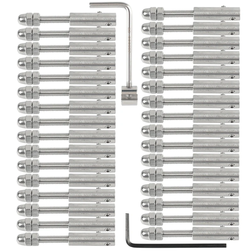 32 PCS Cable Railing Wire rope 3mm 1/8\'\' Threaded Stud Tension End Fitting Terminal Clamp with Screw Bolts Fixed Tool