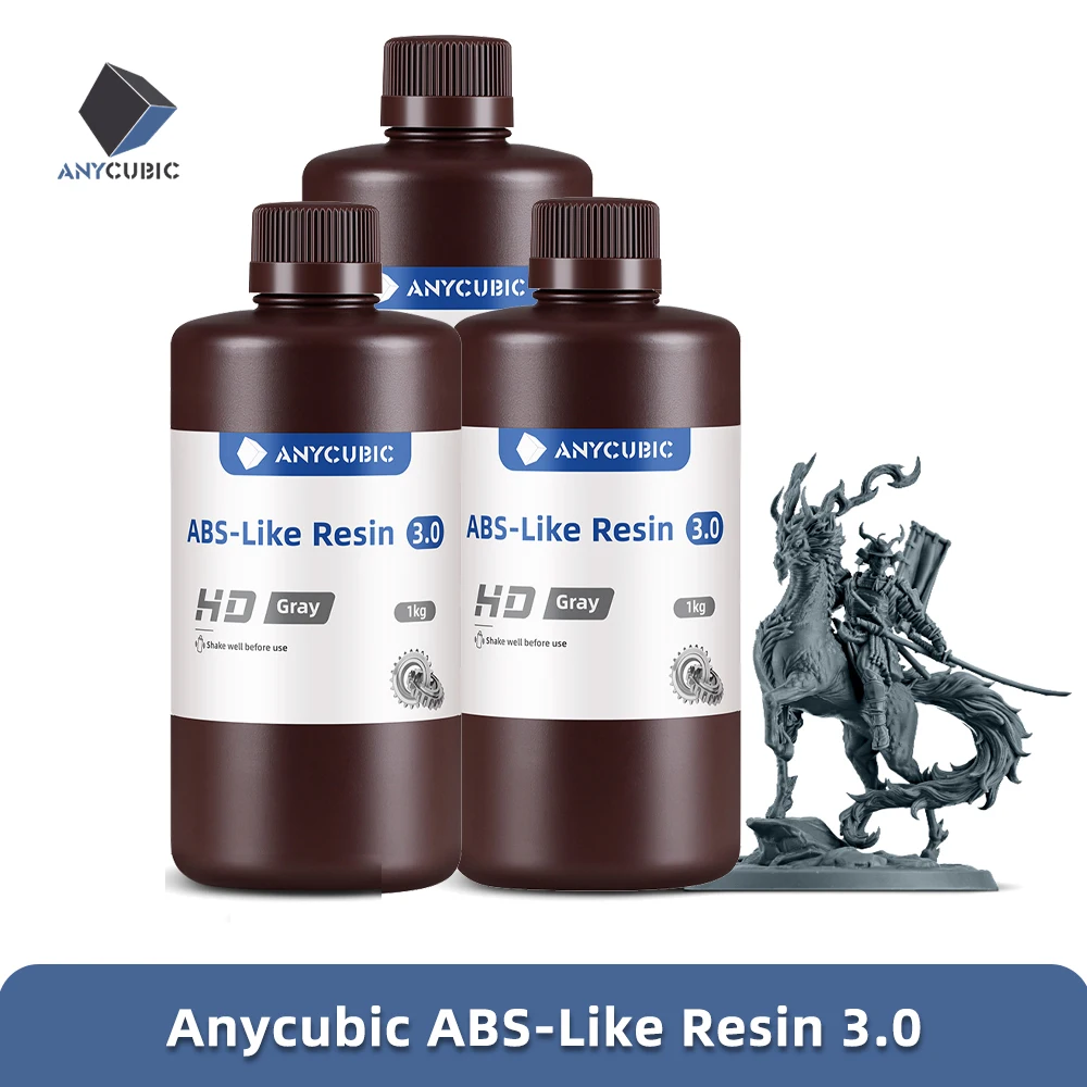 

ANYCUBIC 3 кг фотополимерной смолы, аналогичной ABS 3.0, для LCD 3D-принтеров: высокая точность, высокая упругость, низкий уровень усадки, минимальный запах.