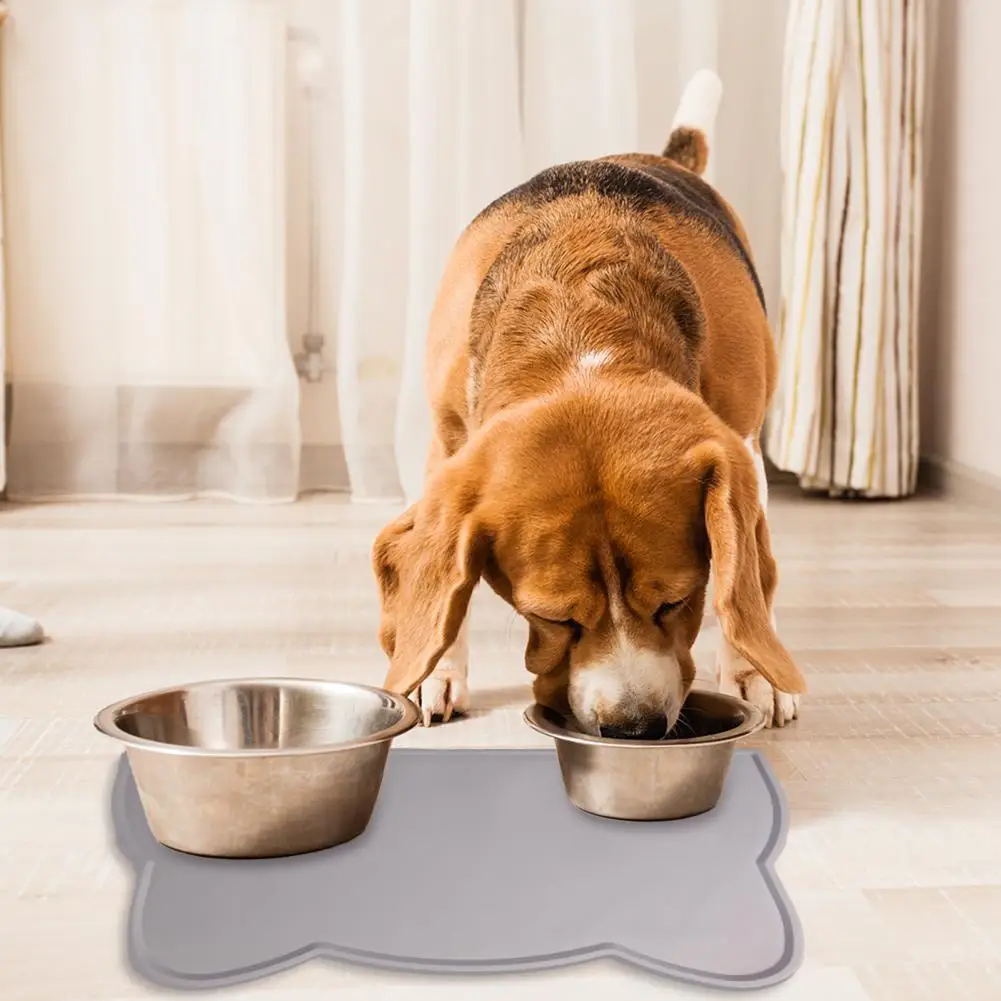Waterproof Silicone Cat Placemat Premium Silicone Pet Mat Non-slip Silicone Pet Feeding Mat with Raised Edge Pet Bowl Mat