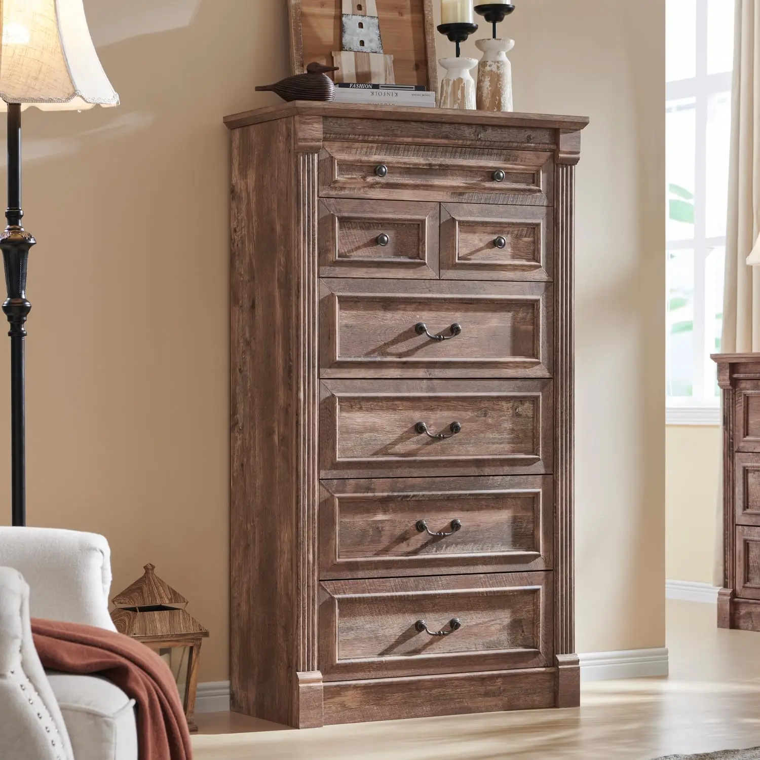 Farmhouse 7 Drawers Dresser for Bedroom, 57