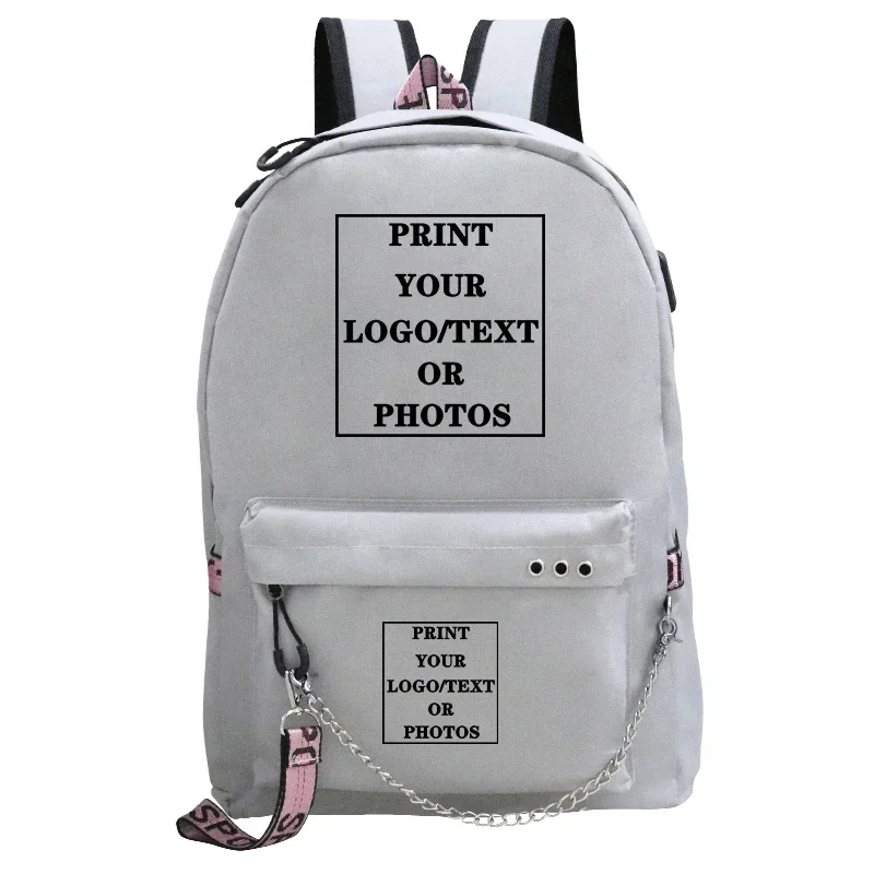 Customize Your Logo Name Image School Backpack for Teenager Girls Fashion Custom Backpacks Travel Back Pack Sac A Dos