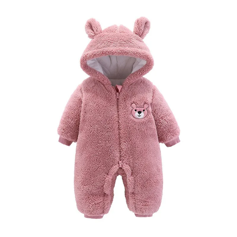 Baby Rompers Newborn Romper Cute Plush Bear Boy Autumn Winter Keep Warm Hooded Infant Girls Overall Jumpsuit Outdoors Clothing