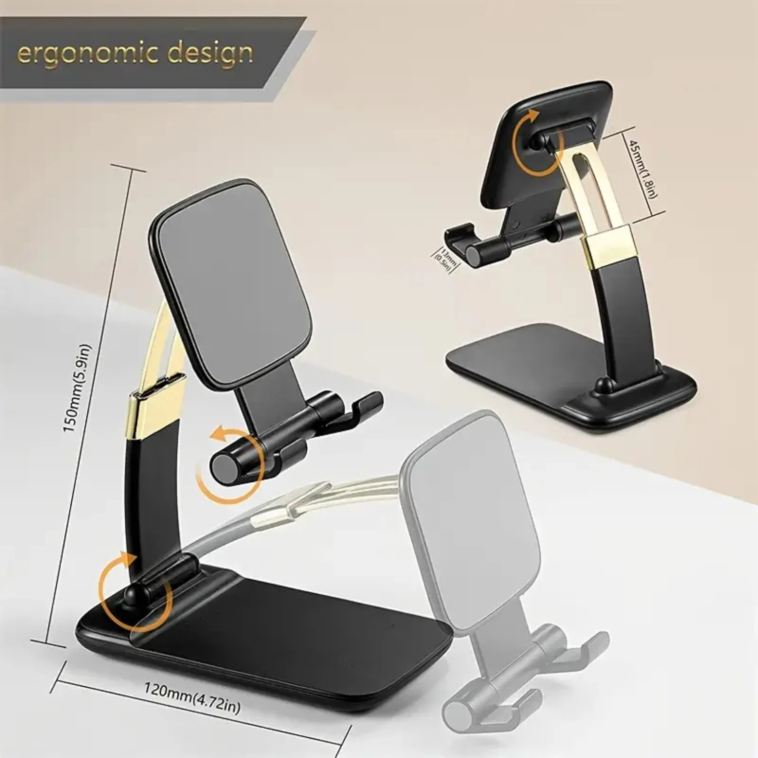 

Portable and Creative Multifunctional Folding Aluminum Alloy Telescopic Mobile Phone Holder for Desktop Live Streaming. Ideal fo
