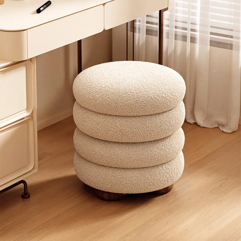 Make-up Hocker Schlafzimmer Schminktisch Stuhl Schuh Ändern Hocker Lamm Wolle Haushalt Runde Fußhocker Für Home Wohnzimmer Möbel
