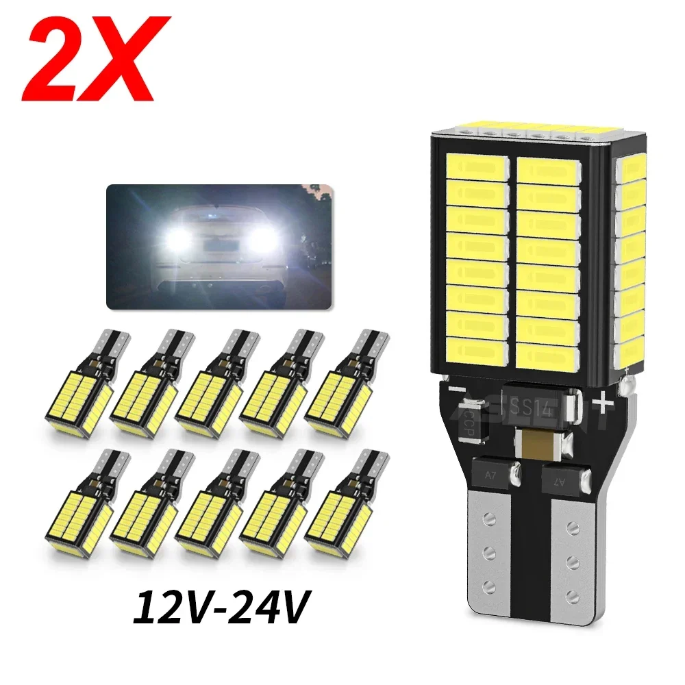 2pcs Canbus T15 Led High Power T16 Reversa Lights for Car Bulb Back Up W16W No Hyper Flash Xenon White 6500K Voiture Lamp Luz