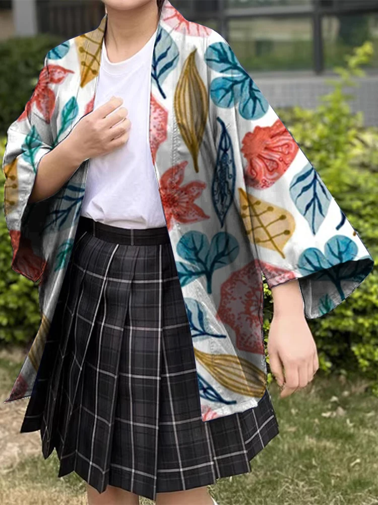 Kimono estampado para mulheres Cosplay Fantasias, Japonesas, Asiáticas, Casual, Tamanhos Grandes, Vestir, Férias de Verão, Moda