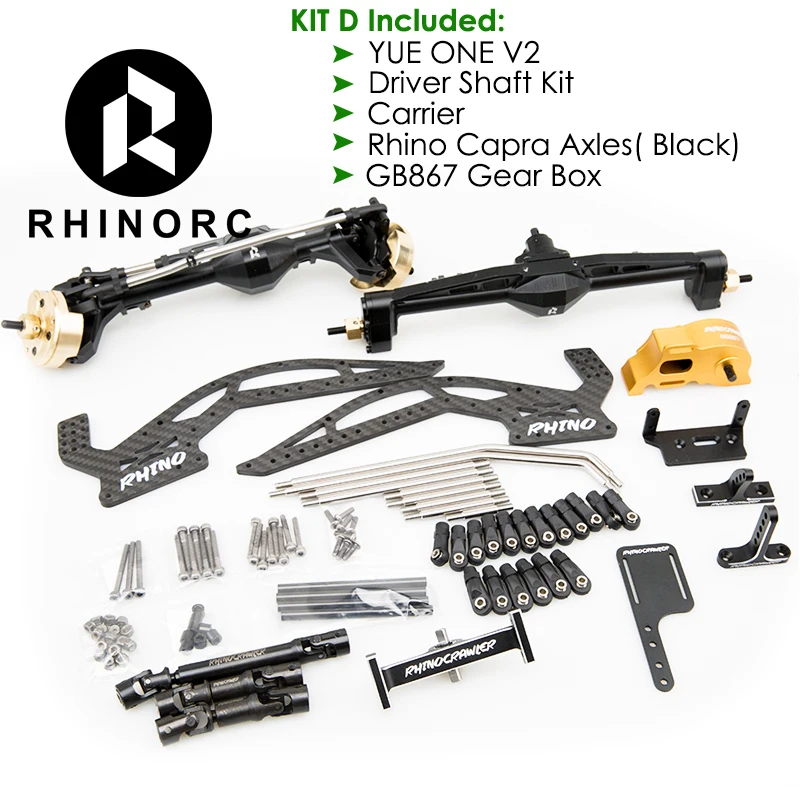 RhinoRC YUE ONE V2 RC Crawler Chassis Shafty Pełny zestaw z przekładnią wału kierowcy Capra Axles