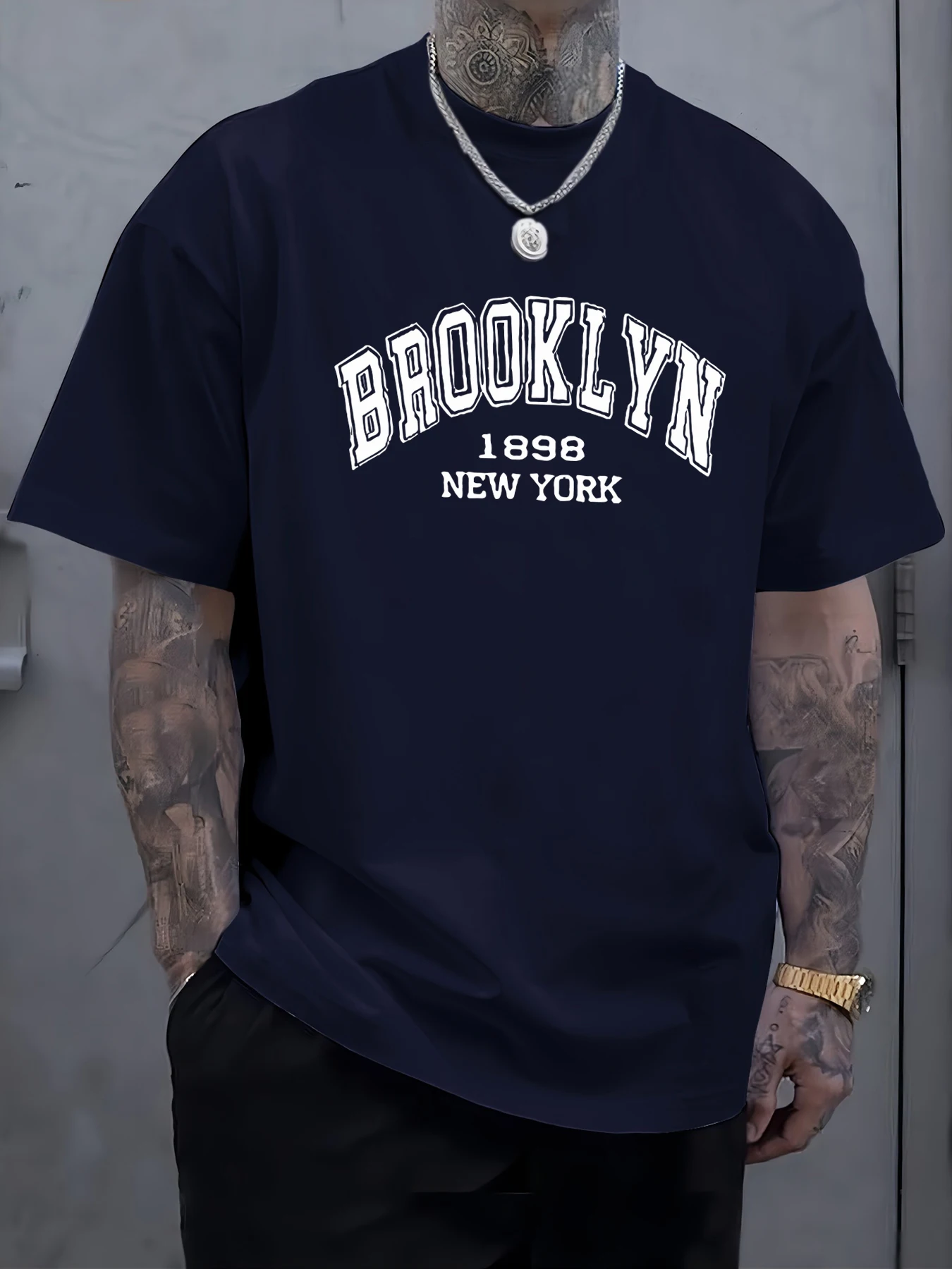 

Brooklyn New York 1898 Pattern Man T Shirts Hip Hop All-Match T-Shirt Summer Cotton Clothes Casual Short Sleeve Fashion Tops