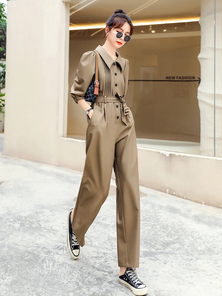 Ele Busin One-Piece Pantsuit for Women Spring Autumn New Sle Slimming Profional Dr Pants High Waist Long Legs
