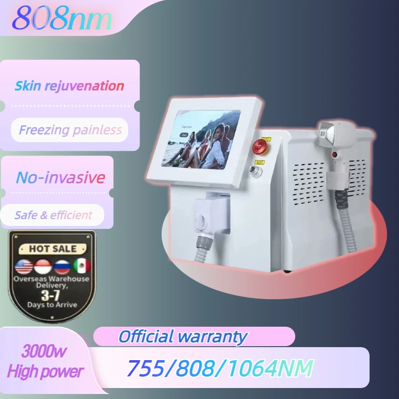 

Depiladora Laser Painless Permanen 3 Wavelength Diode Laser Hair Removal Machine 808NM Ice Platinum Cooling System Beautiful