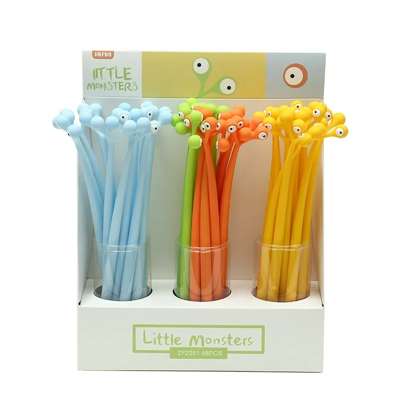 48pcs-cartoon-rollerball-pen-cute-alien-black-05mm-creative-little-fresh-student-personalized-cyber-red-signature-pen