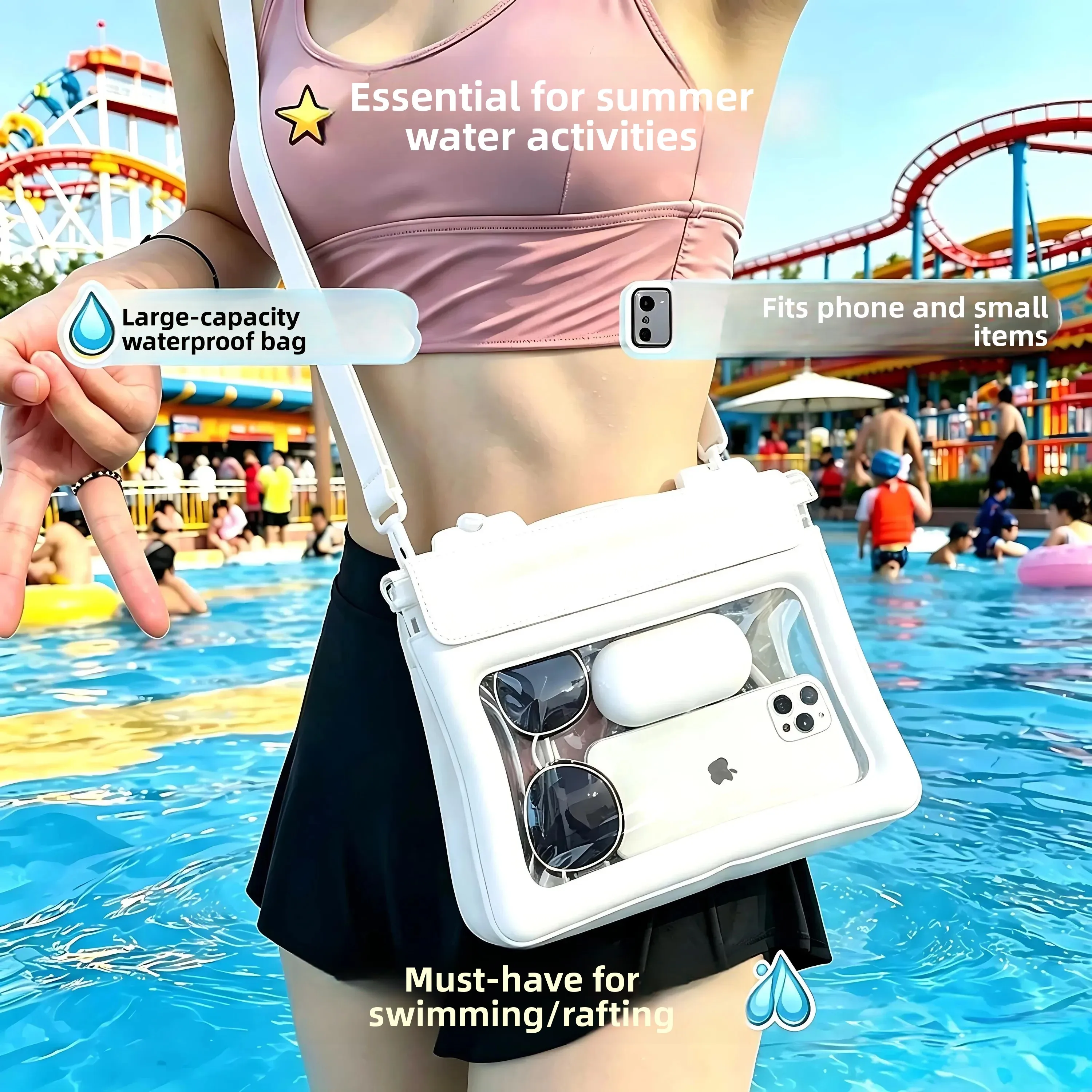 Large Capacity Waterproof Phone Bag Touch Screen Swimming Diving Sealed Crossbody Bag for Photography Beach Floating Equipment