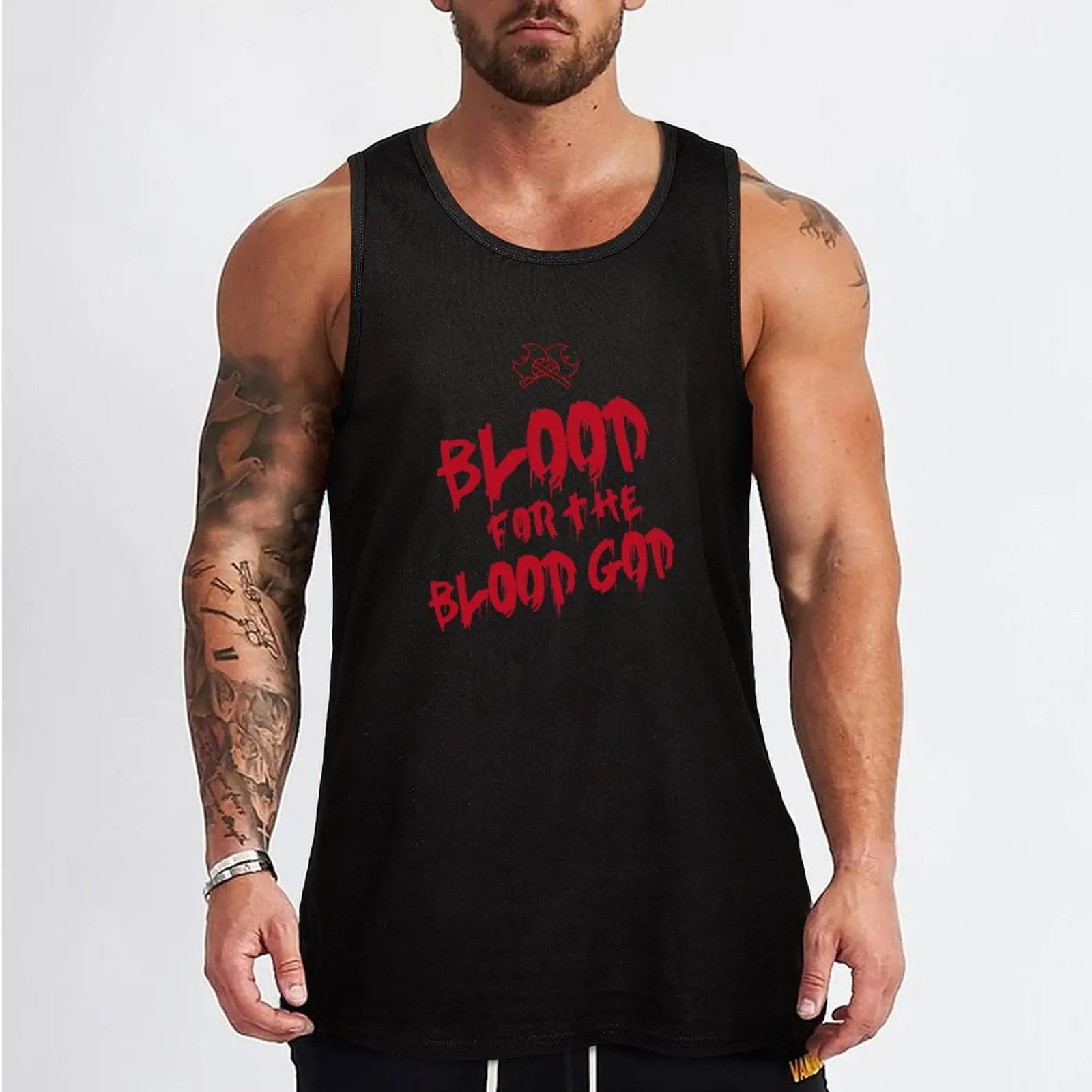 Khorne Chaos God Graffetti - Blood for the Blood God Fantasy Version Tank Top gym t-shirts gym clothes man gym clothing