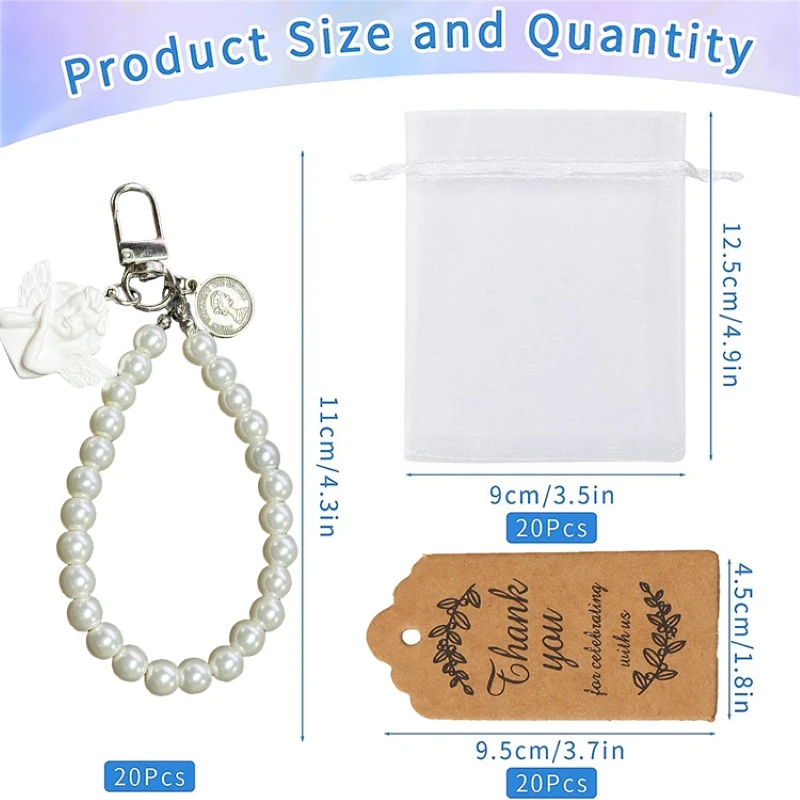 10/20/30pcs Wedding Gift For Guests Angel Keychain Bracelet Candy Bag For Baby Shower Party Supplies Wedding Table Decorations