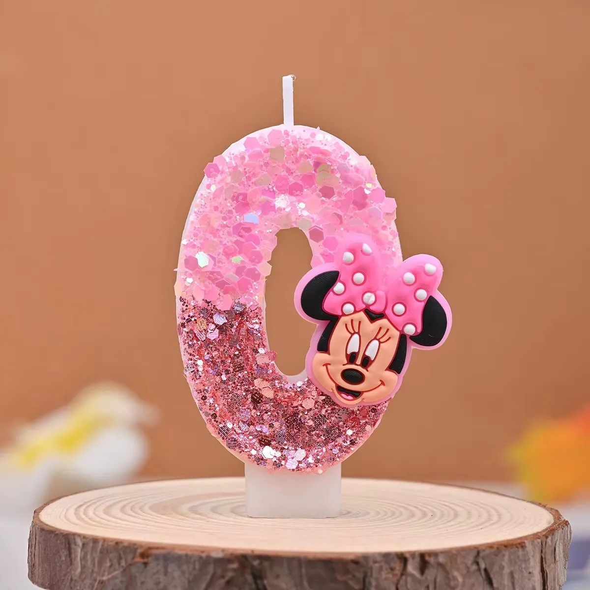 Rosa Mickey Minnie Funkelnde Geburtstagskerzen Farbverlauf Festliche Atmosphäre Nummerierte Kerzen Perfekt für Cupcake-Events und Partys