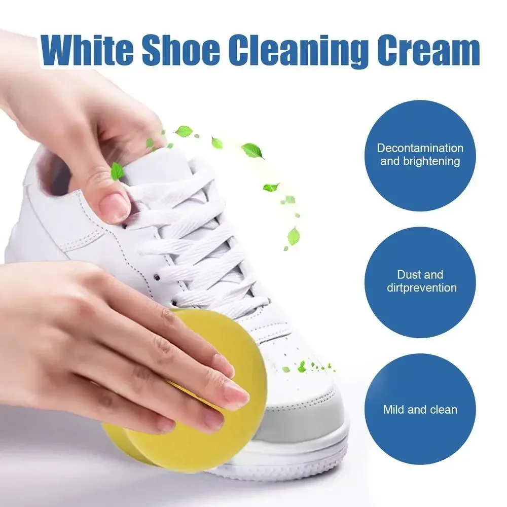 White Shoes Cleaner Cream with Sponge Cleaning Paste Clean Shoes Household Cleaner Tools for Leather Sport Sneakers Sofa