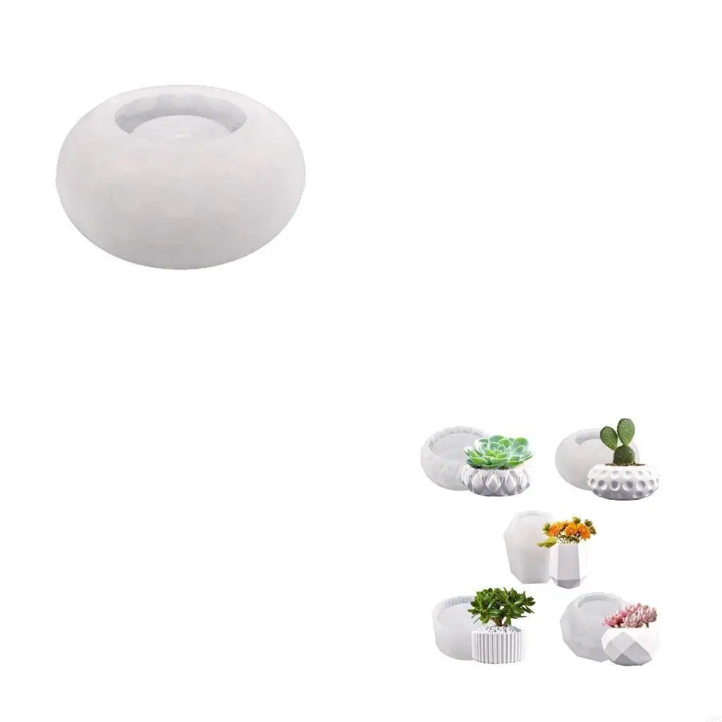 195C DIY Plant Flower Pot Silicone Mold Polygonal Mold for Office Decoration Vase Holder Resin Mold