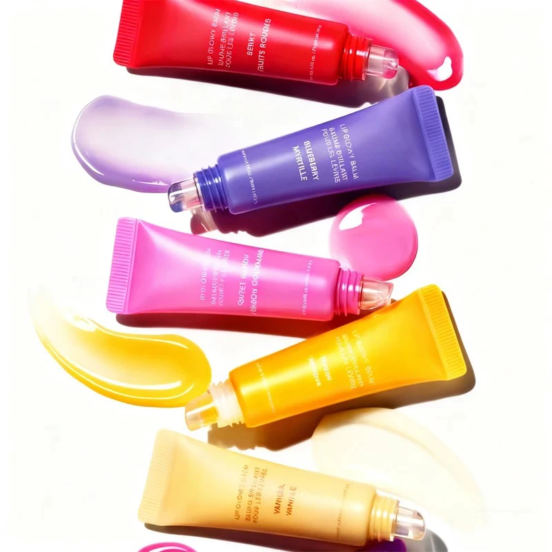 Marca popular quente matizado polipéptido lábio leve hidratação bálsamo manteiga de karité brilho labial soro fruta donut óleo labial cosméticos