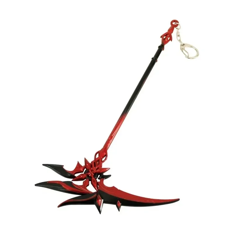 New Anime Genshin Impact Keychain Red Moon Shaped Sickle Weapons Metal Key Ring Samurai Game Peripherals Accessories Gift Toys