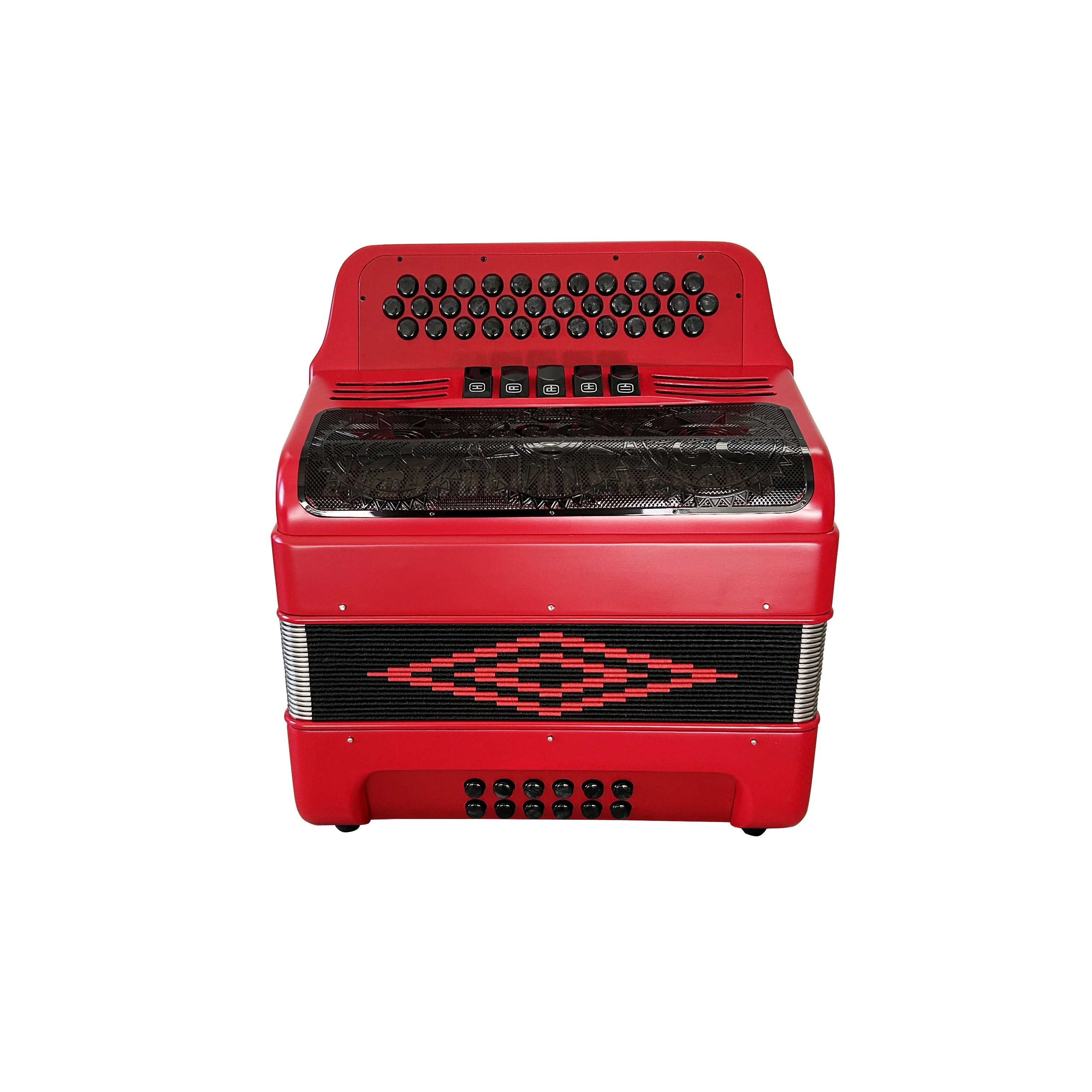 Professional 12 Bass 34 Button Accordion JB3412D Wood Acordeon With Red Black Grill And Buttons Diatonic Style