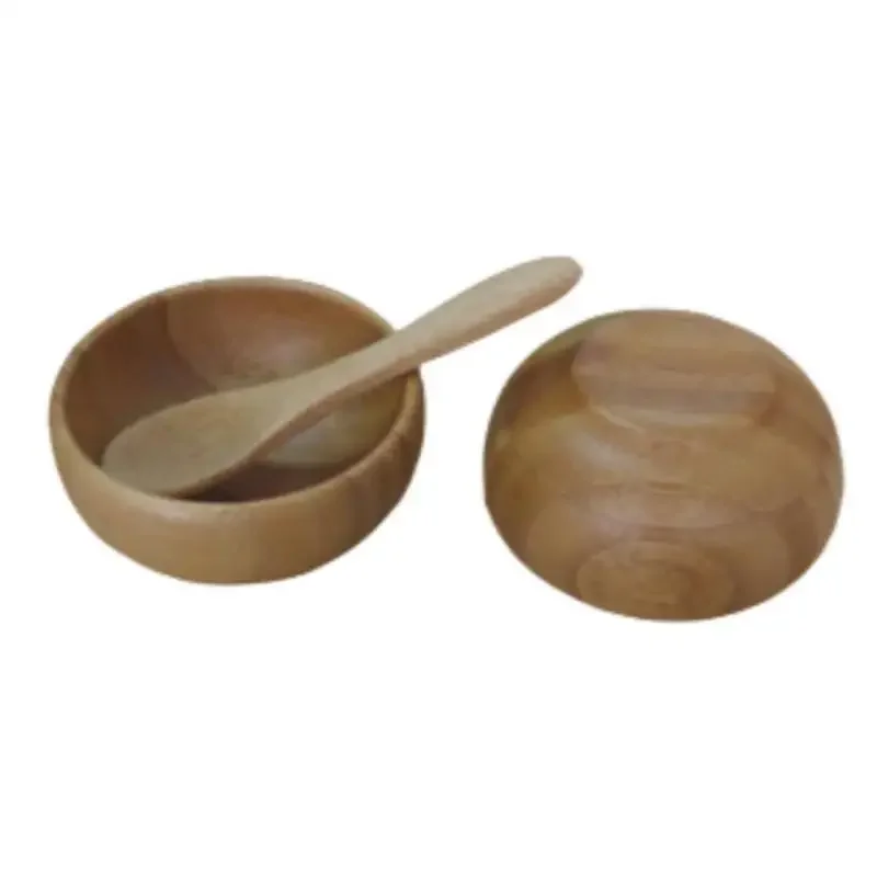 2/5/10set Empty Bamboo Facial Mask Bowl With Spoon Cosmetic Wooden Mask Tools DIY Tableware Makeup Container Set