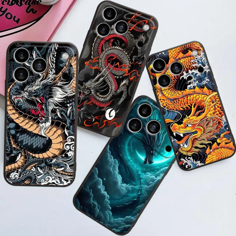 

Anime Dragon Cool Cover For Apple iPhone 17 16 16E 15 14 13 12 11 Pro Max Plus Black Soft Silicone