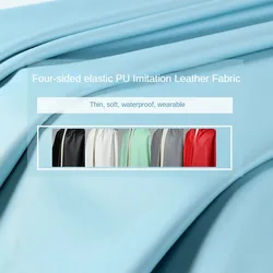 Soft 4 Sides Stretch Pu Leather Fabric By Meter for Clothes Dresses Cushions Sewing Plain Skin-friendly Textile Breathable Black