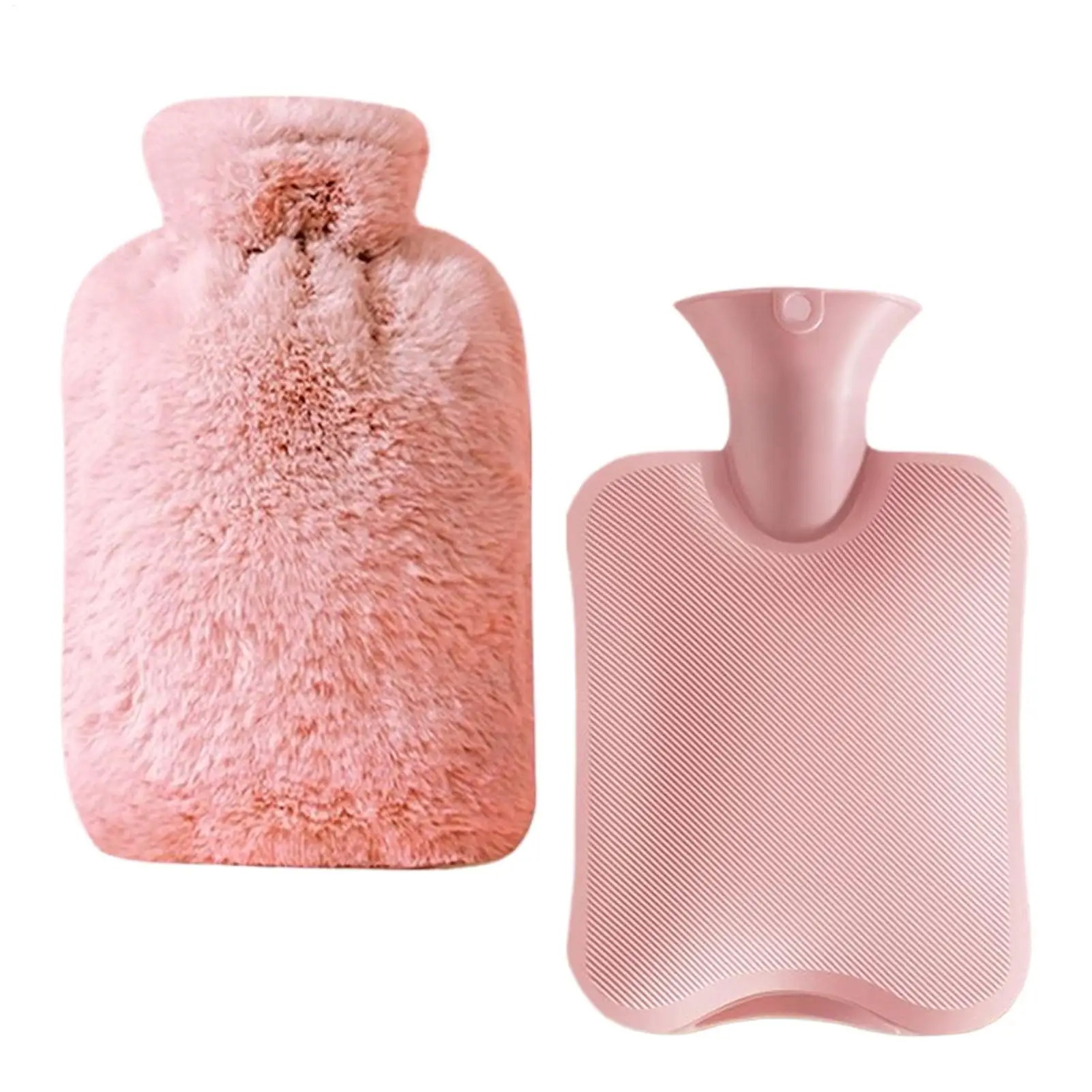 Botella de agua caliente a prueba de fugas de 1L con cubierta suave reutilizable para aliviar los calambres en el período, dolor muscular, calidez en invierno, hogar y viajes