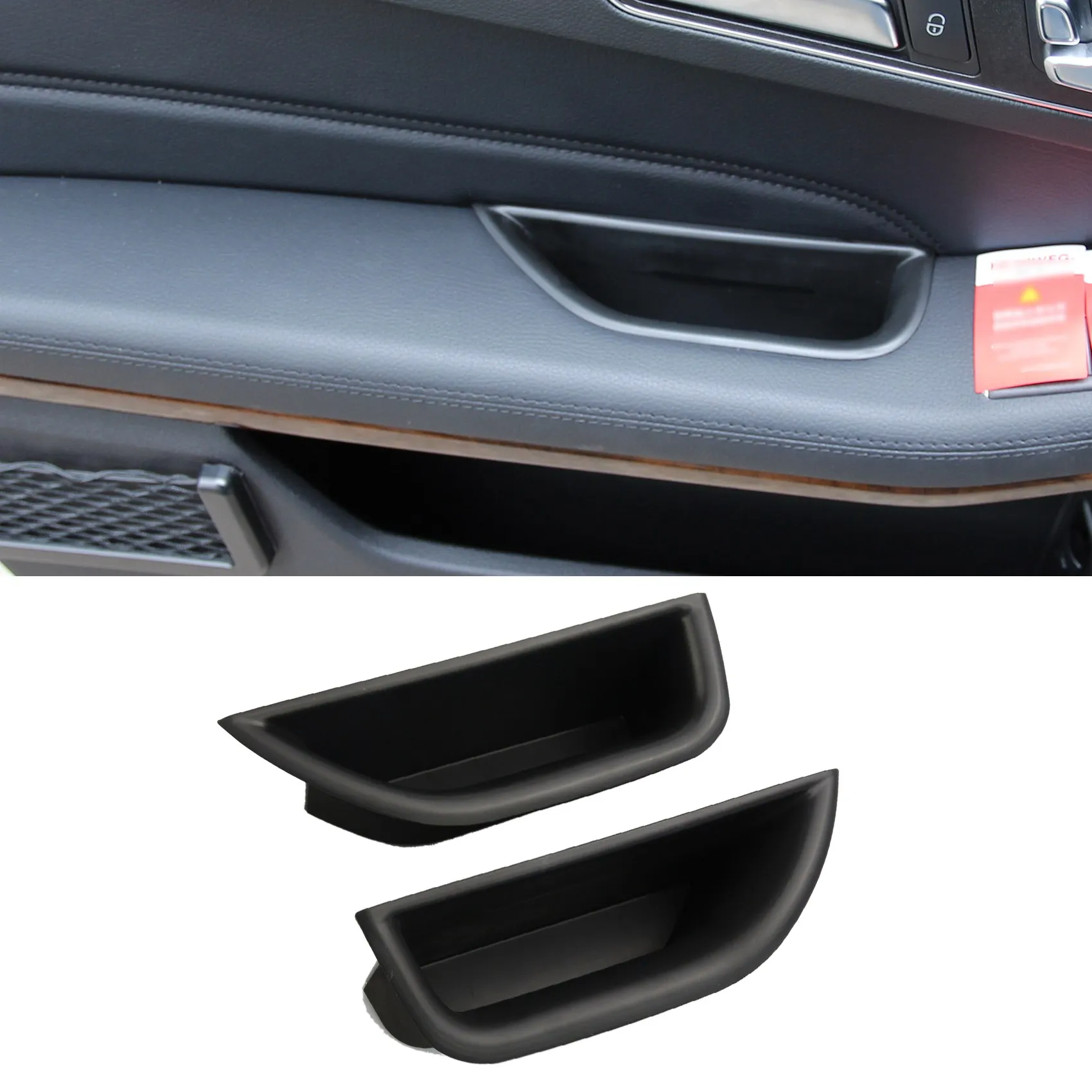 For 2008-2015 E Class W212 Door Handle Container Holder Tray Storage Box Car Organizer Accessories Front