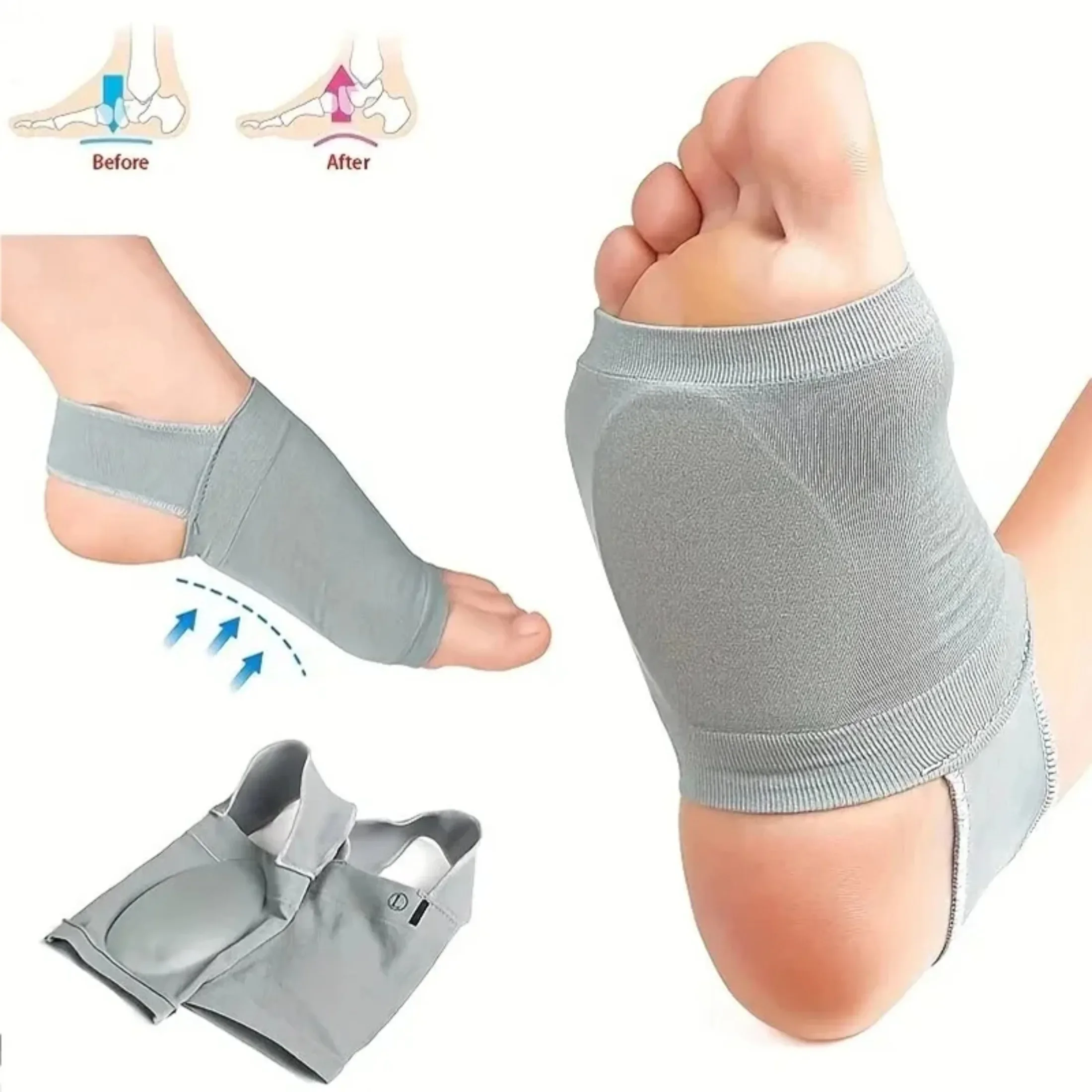 1 Pair Bandage Foot Arch Sports Foot Pad Flat Collapse Support Orthopedic Pad Foot Valgus Sole Pad for Bunion Corrector