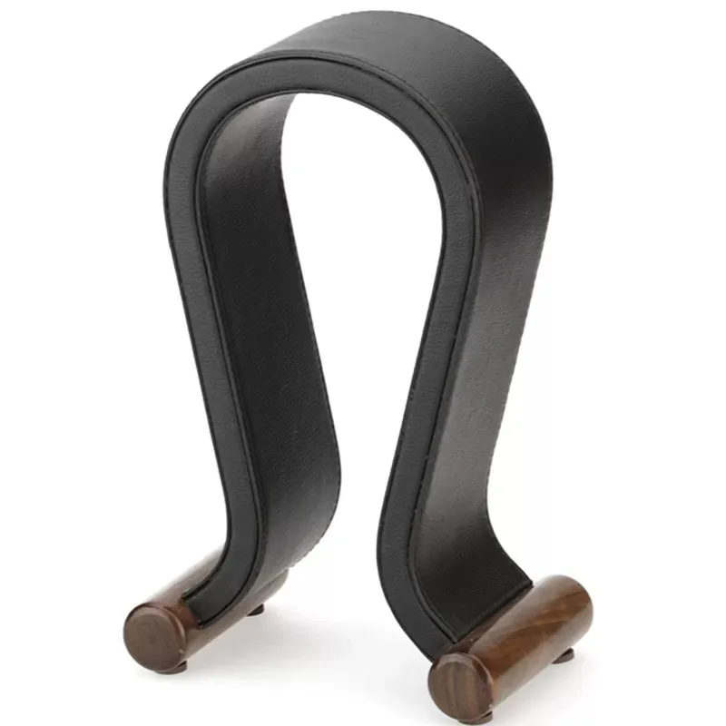 Walnut leather U-shaped headphone stand display rack hanging rack computer accessories solid wood base headphone stand