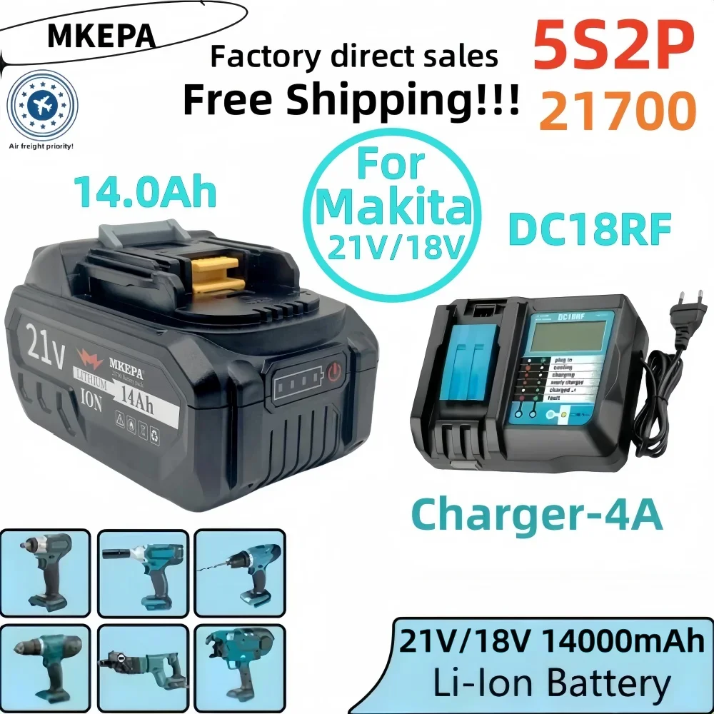 

5S2P 14000mAh 21700 original makita18V BL1830 lithium-ion rechargeable power tool battery 21V BL1860 BL1850 BL1860B BL1840