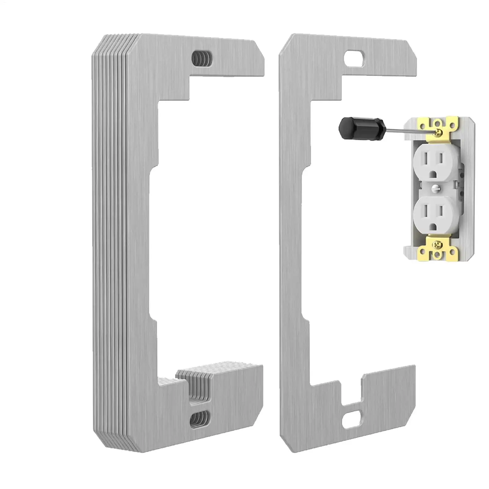 10 Stück Abstandshalter für Steckdosen, Metall-Wandplatten, Spaltfüller für Steckdosen, zur Befestigung lockerer Schalterabdeckungen in Haus, Büro, Küche, Bad