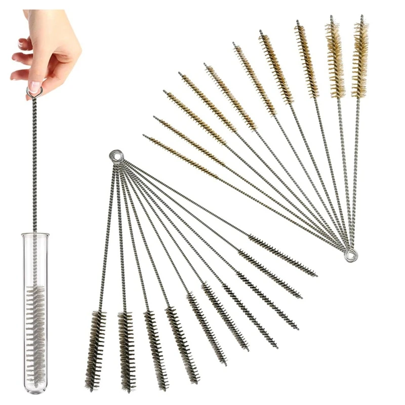 

20 Pcs Tube Brush Kit, Stainless Steel/Brass Wire Tube Brushes, Strawcleaner Brush, Pipe Cleaner Brush For Auto Parts-N29R