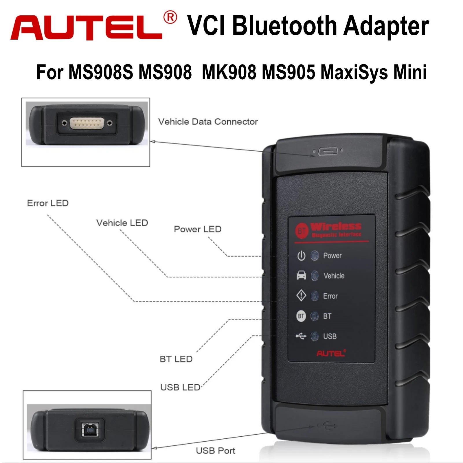 ل Autel واجهة التشخيص اللاسلكية VCI محول الاتصالات بلوتوث MaxiSys Pro MS908S 908 Mini MaxiCOM MK908P BT USB #1